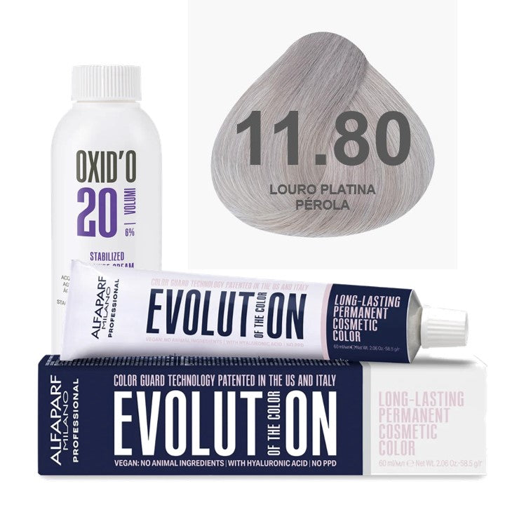 Kit Coloração Alfaparf Evolution Platinum + Ox de Sua Preferência