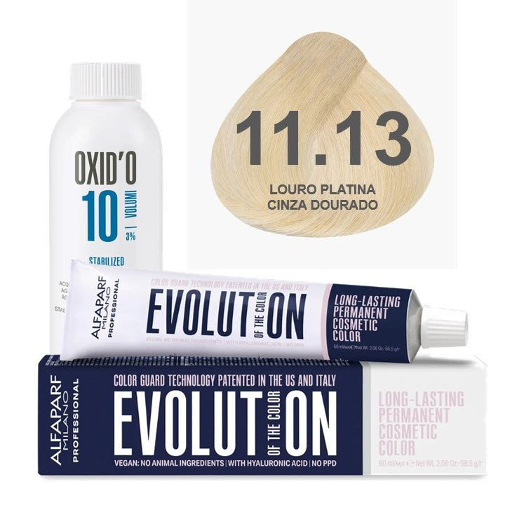 Kit Coloração Alfaparf Evolution Platinum + Ox de Sua Preferência