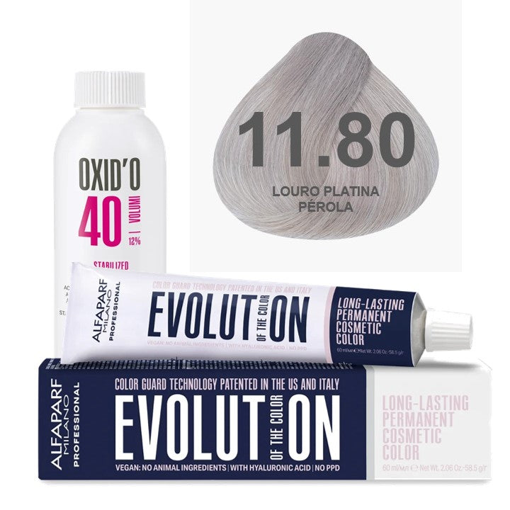 Kit Coloração Alfaparf Evolution Platinum + Ox de Sua Preferência