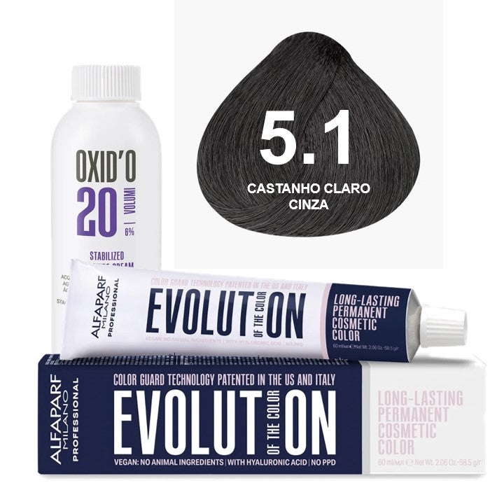 Kit Coloração Alfaparf Evolution Marrons Frios + Ox de Sua Preferência