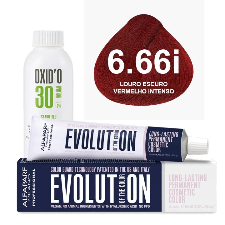 Kit Coloração Alfaparf Evolution Vermelhos + Ox de Sua Preferência