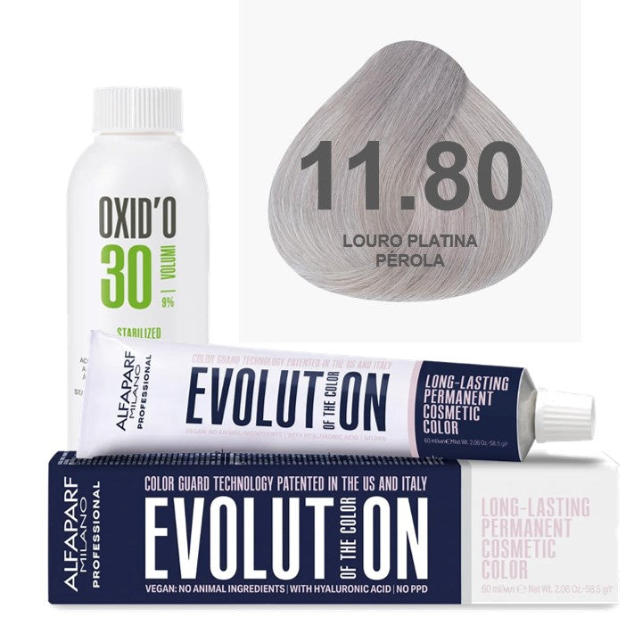 Kit Coloração Alfaparf Evolution Platinum + Ox de Sua Preferência