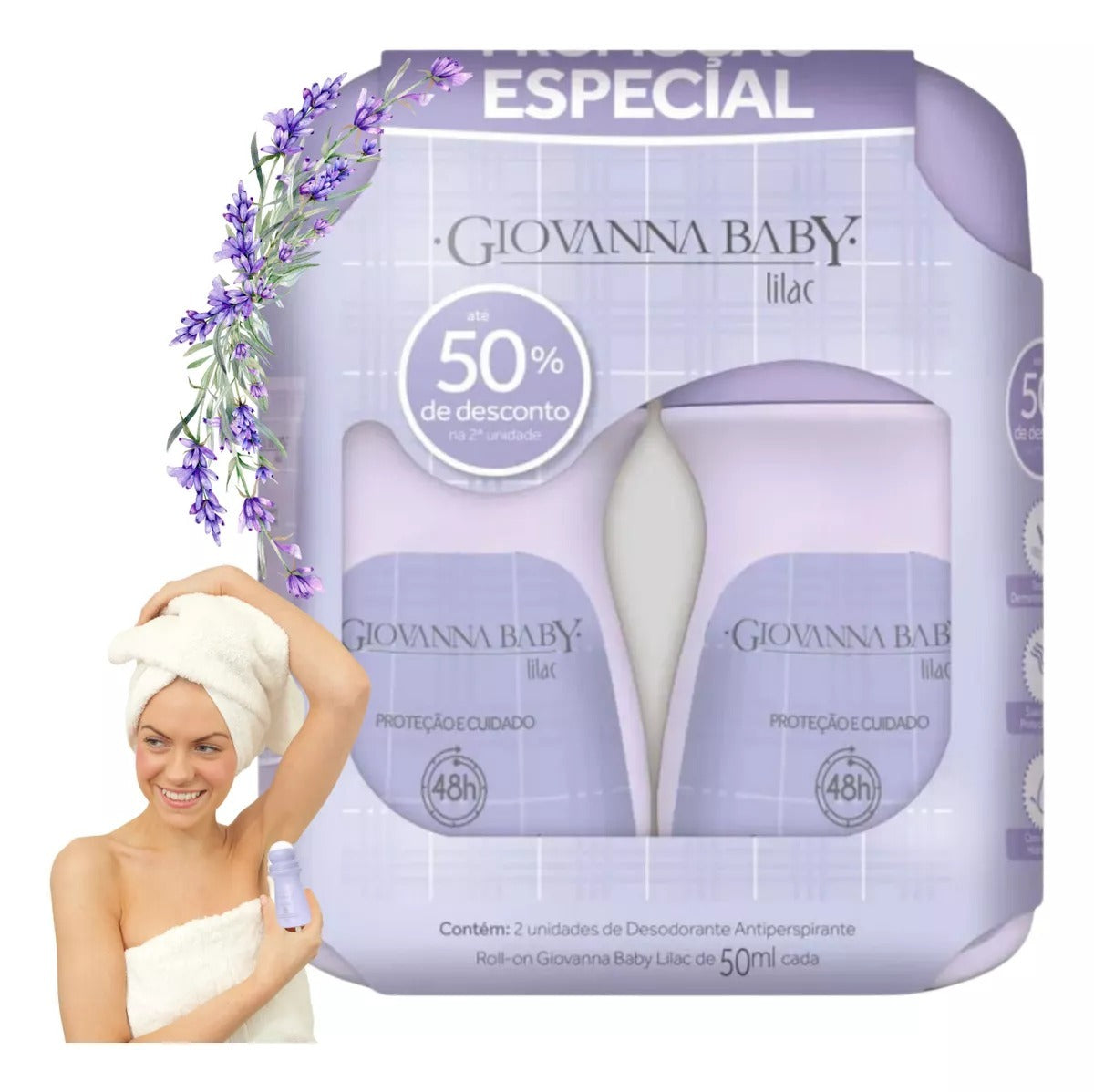 Kit 2 Desodorantes Roll-on Giovanna Baby 50ml. Escolha sua Fragrância.
