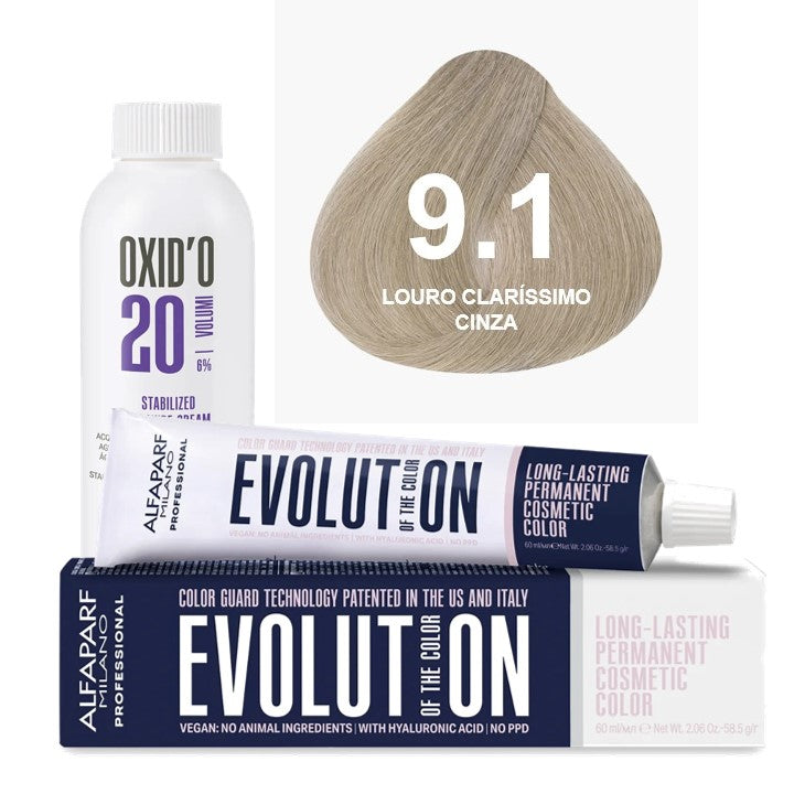 Kit Coloração Alfaparf Evolution Marrons Frios + Ox de Sua Preferência