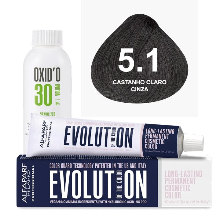 Kit Coloração Alfaparf Evolution Marrons Frios + Ox de Sua Preferência