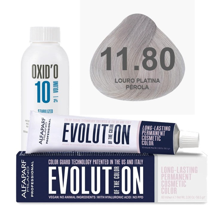 Kit Coloração Alfaparf Evolution Platinum + Ox de Sua Preferência