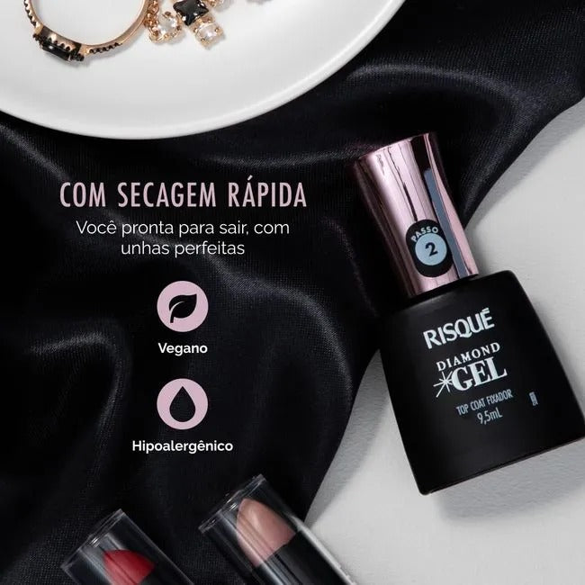Esmalte Risqué Diamond Gel Top Coat Fixador 9,5ml —  Risque