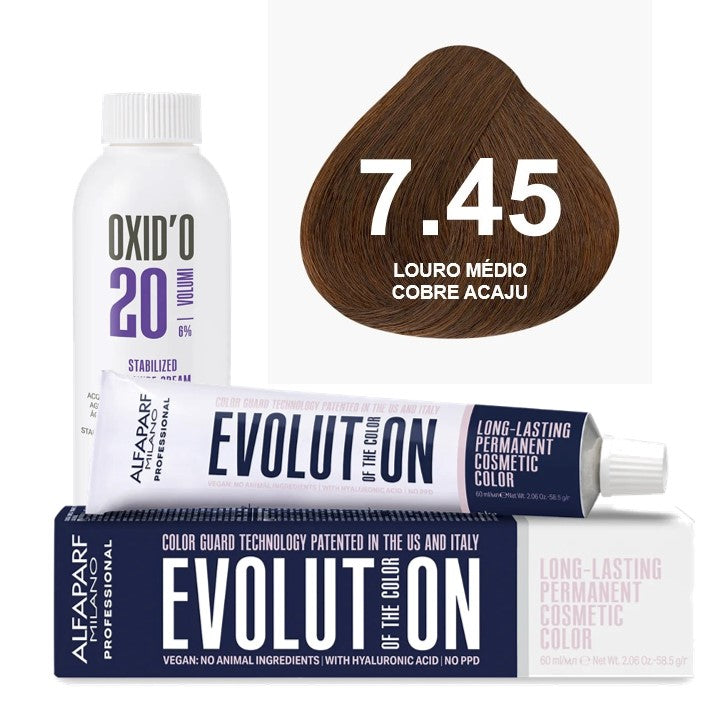 Kit Coloração Evolution Ox 20 Vol - Cor 7.45